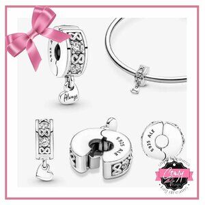 PAIR *** Family Always Pavé Clip Charms